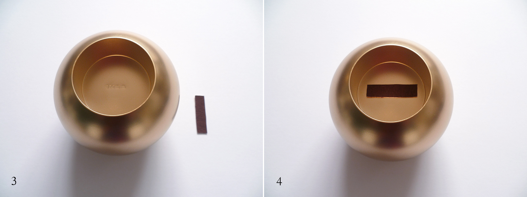 Preciously Me blog : DIY - Gold Match Stiker inspired by Aerin brass Sphere Matchstriker. Ikea hack using Nassjo candle holder
