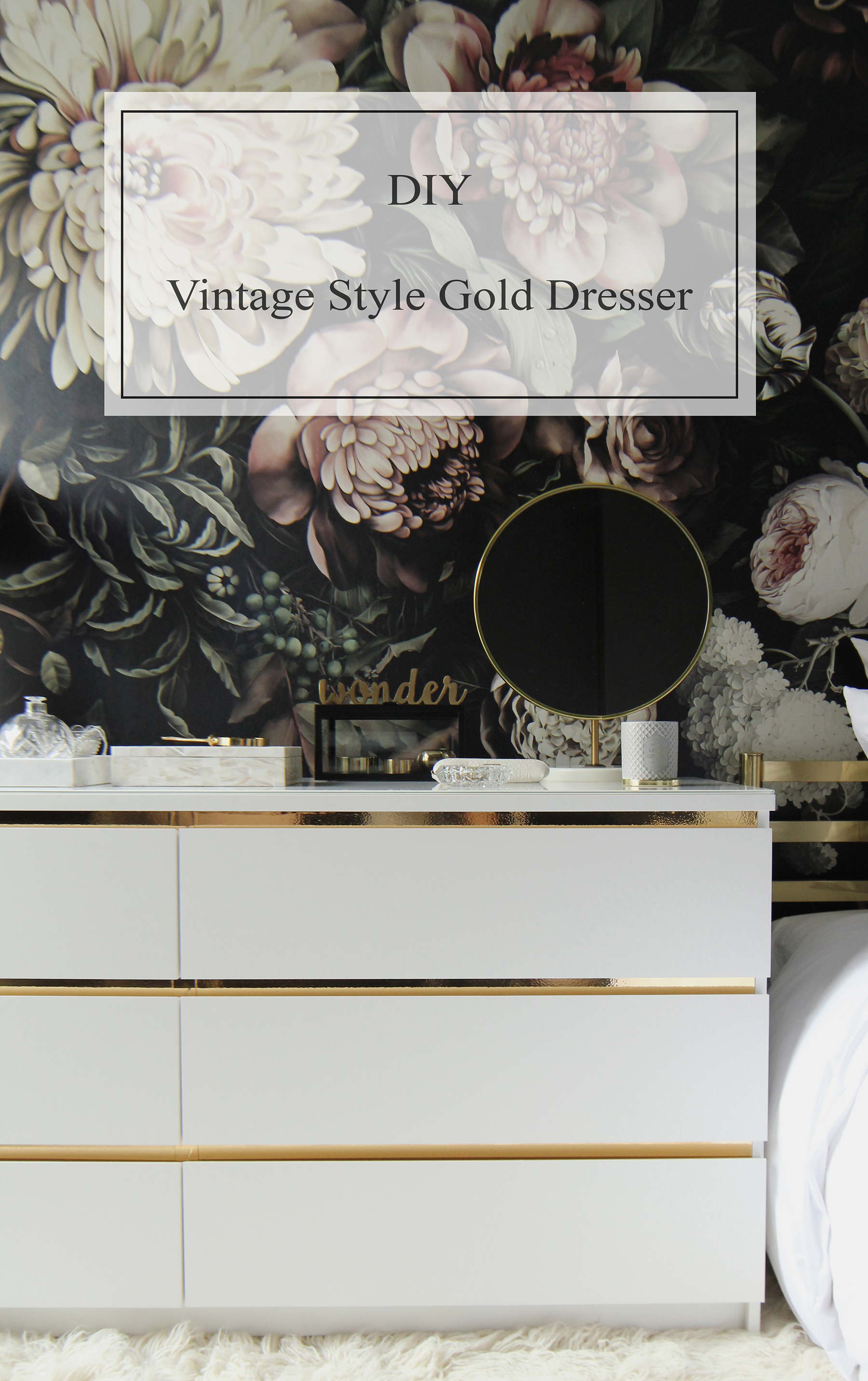Preciously Me blog : DIY - Ikea Hack, Customize and Glamorize a Malm dresser with gold contact paper