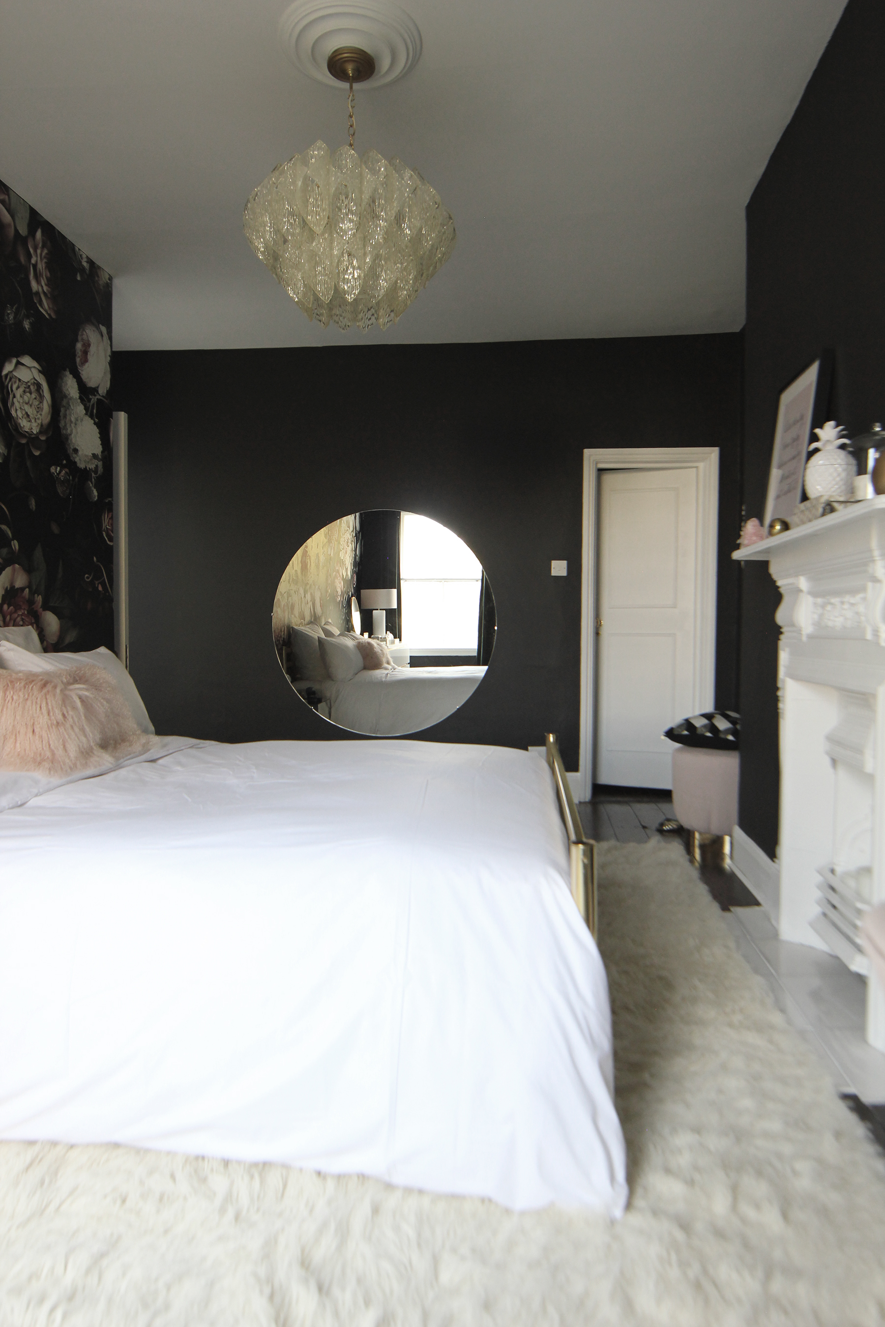 Preciously Me blog : One Room Challenge - Bedroom makeover reveal. Ellie Cashman Dark Floral wallpaper