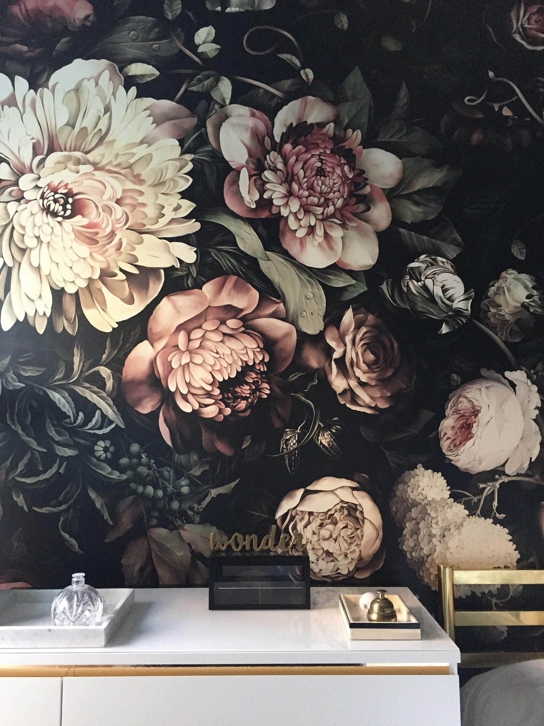 Preciously Me blog : One Room Challenge - Ellie Cashman Dark Floral II wallpaper